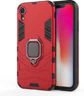 PC + TPU schokbestendig beschermhoes met magnetische ringhouder voor iPhone XR (rood)
