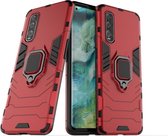 Voor OPPO FIND X2 schokbestendige pc + TPU beschermhoes met magnetische ringhouder (rood)