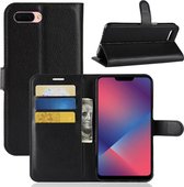 Litchi Texture horizontale flip lederen tas voor OPPO A5, met portemonnee en houder en kaartsleuven (zwart)