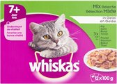 Whiskas multipack pouch senior mix selectie vlees / vis in saus - 12x100 gr - 4 stuks