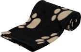 Trixie barney fleece hondendeken zwart/beige - 150x100cm - 1 stuks