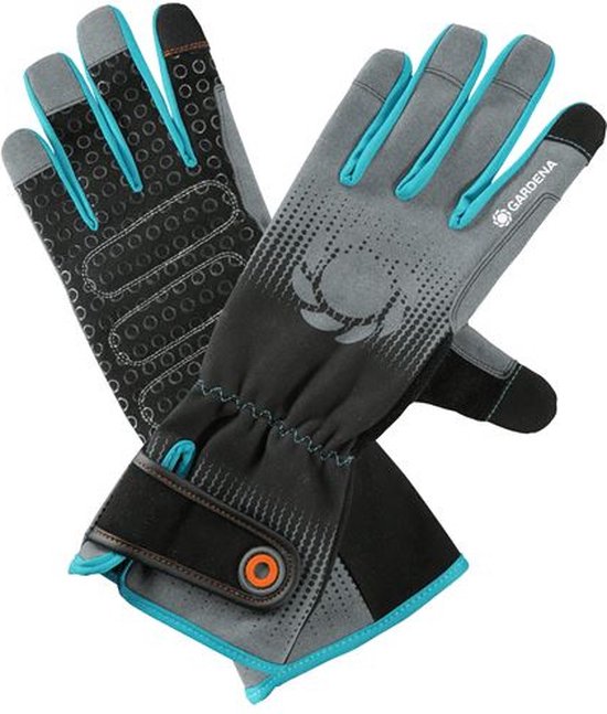 Tuinhandschoenen grote maat L zwart/grijs met aramide bescherming en touchfunctie Gardena unisex