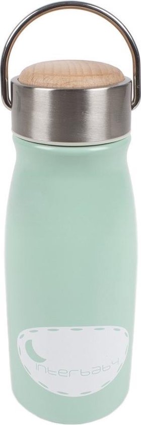  - Interbaby Thermofles Junior 350 Ml 6,5 X 17 Cm Rvs Groen