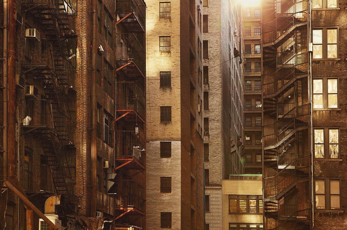 Schilderij - flatgebouwen - Collectie rhythm of the city - RVS - 148x98cm