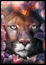 Flower Leopard A0 botanische jungle dieren poster