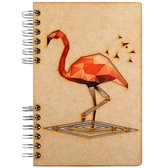 KOMONI - Duurzaam houten Schetsboek - Gerecycled papier - Navulbaar - A5 - Blanco -   Flamingo
