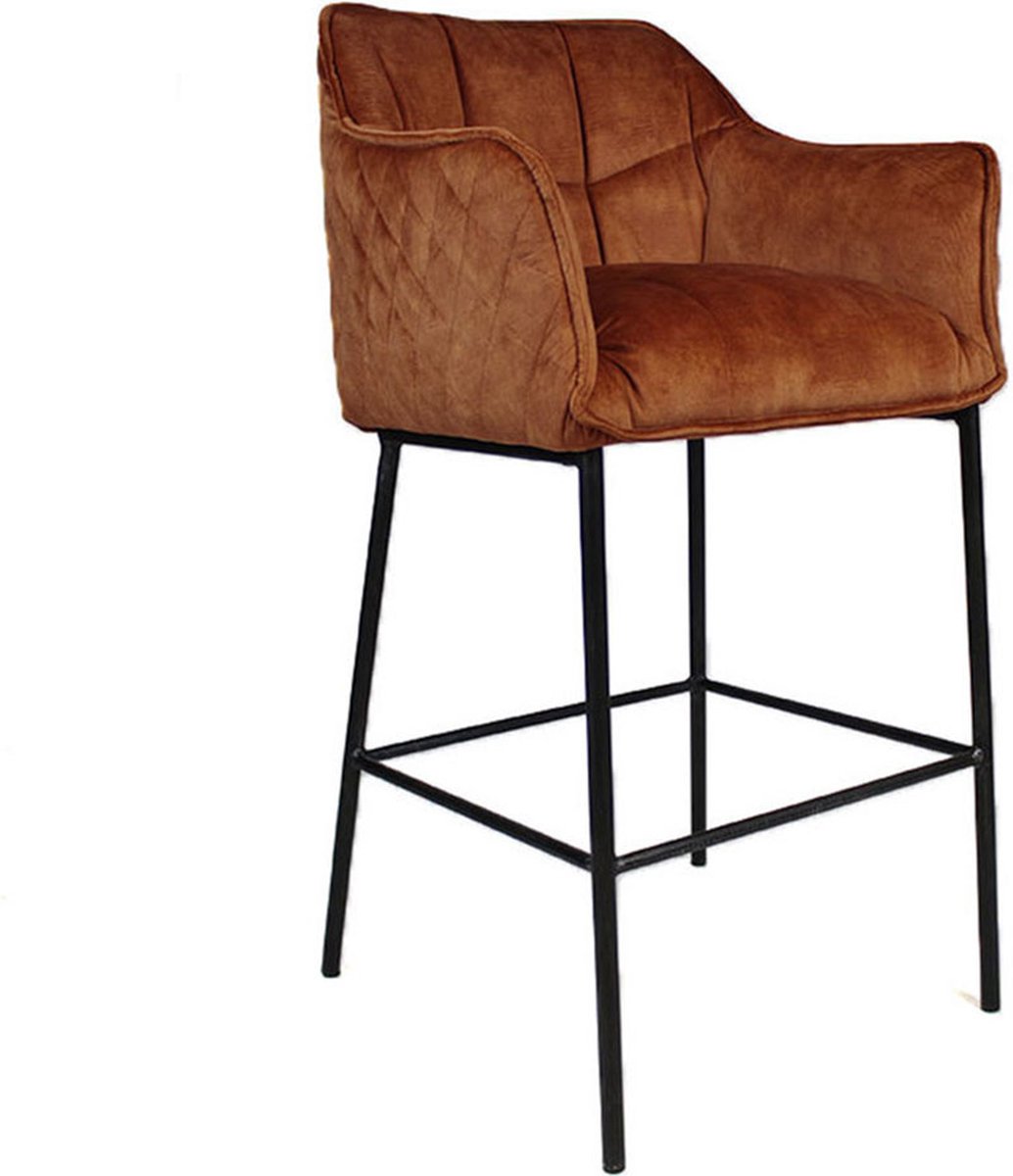 Bronx71 Velvet barkruk Jayron koper 82 cm - barstoel