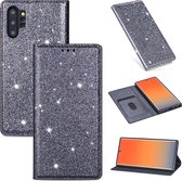 Voor Samsung Galaxy Note 10 Plus ultradunne glitter magnetische horizontale flip lederen tas met houder en kaartsleuven (grijs)
