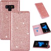 Voor Samsung Galaxy Note 9 ultradunne glitter magnetische horizontale flip lederen tas met houder en kaartsleuven (rose goud)
