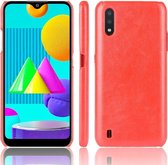 Voor Samsung Galaxy M01 Shockproof Litchi Texture PC + PU Case (Rood)