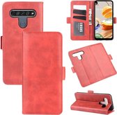 Voor LG K61 Dual-side magnetische gesp horizontale flip lederen tas met houder & kaartsleuven & portemonnee (rood)
