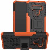 Voor LG Stylo 6 Tyre Texture Shockproof TPU + PC beschermhoes met houder (oranje)