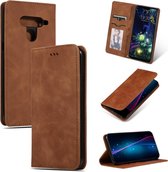 Retro Skin Feel Business Magnetische Horizontale Flip Leren Case voor LG V50 & LG V50 ThinQ (Bruin)