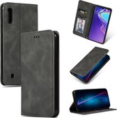 Retro Skin Feel Business Magnetische Horizontale Leren Flip Case voor Galaxy M10 (Donkergrijs)