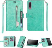 Voor Samsung Galaxy A70 Multifunctionele Rits Horizontale Flip Leren Case met Houder & Portemonnee & 9 Kaartsleuven & Lanyard (Mintgroen)