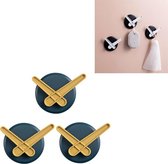 3 STKS Punch-Free Hook Adhesive Home Strong Bathroom Wall Door Key Decoration Sticky Hook (Blauw Geel)