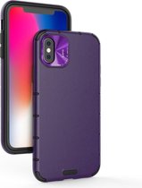 Voor iPhone XR Shockproof Grain Leather PC + TPU Case (Purple)