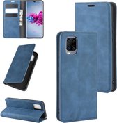 Voor ZTE Axon 11 Retro-skin Business magnetische zuignap lederen tas met houder & kaartsleuven en portemonnee (donkerblauw)