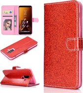 Voor Samsung Galaxy A6 + (2018) Glitterpoeder Horizontale Flip Leren Case met Kaartsleuven & Houder & Fotolijst & Portemonnee (Rood)