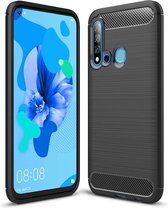 Brushed Texture Carbon Fiber TPU Case voor Huawei Nova5i / P20 Lite 2019 (Zwart)