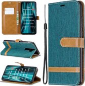 Voor Xiaomi Redmi Note 8 Pro Kleuraanpassing Denim Texture Horizontaal Flip Leather Case met houder & kaartsleuven & portemonnee & lanyard (groen)