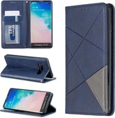 Ruit textuur horizontale flip magnetische lederen tas met houder en kaartsleuven en portemonnee voor Galaxy S10 (blauw)