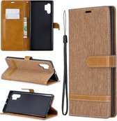 Kleuraanpassing Denim Texture Horizontale Flip Leather Case met houder & kaartsleuven & portemonnee & lanyard voor Galaxy Note10 + (bruin)