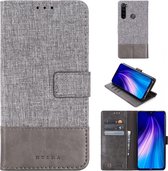 Voor Xiaomi Redmi Note 8 MUMXA MX102 Horizontale flip canvas stiksels lederen tas met houder en kaartsleuven en portemonnee (grijs)