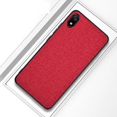 Schokbestendige doek textuur pc + tpu beschermhoes voor xiaomi redmi 7a (rood)