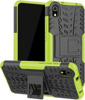 Tire Texture TPU + PC schokbestendige beschermhoes met houder voor Xiaomi Redmi 7A (groen)
