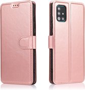 Voor Samsung Galaxy A51 / A71 Kalfsstructuur Magnetische Gesp Horizontale Flip Leren Case met Houder & Kaartsleuven & Portemonnee & Fotolijst (Rose Goud)