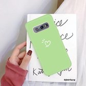 Voor Galaxy S10e Love Heart Pattern Frosted TPU beschermhoes (groen)