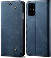 Voor Galaxy S20 denim textuur casual stijl horizontale flip lederen tas met houder en kaartsleuven en portemonnee (blauw)