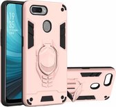 Voor OPPO A7 2 in 1 Armor Knight Series PC + TPU beschermhoes met onzichtbare houder (rose goud)