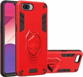 Voor OPPO A3s 2 in 1 Armor Knight Series PC + TPU beschermhoes met onzichtbare houder (rood)