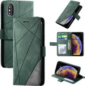 Voor iPhone XS / X Skin Feel Splicing Horizontale flip lederen tas met houder & kaartsleuven & portemonnee & fotolijst (groen)