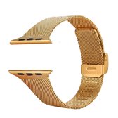 Voor Apple Watch Series 5 & 4 44mm / 3 & 2 & 1 42mm Milanese roestvrijstalen horlogeband (goud)
