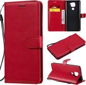 Voor Xiaomi Redmi Note 9 / 10X 4G Effen kleur Horizontale Flip Beschermende lederen tas met houder & kaartsleuven & portemonnee & fotolijst & lanyard (rood)