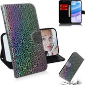 Voor xiaomi redmi 10x pro 5g effen kleur kleurrijke magnetische gesp horizontale flip pu lederen case met houder & kaartsleuven & portemonnee & lanyard (zilver)