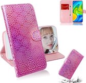 Voor Xiaomi Redmi Note 9 / 10X 4G Effen kleur Kleurrijke magnetische gesp Horizontale flip PU lederen tas met houder en kaartsleuven & portemonnee en draagkoord (roze)