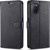 Voor OPPO A52 / A92 / A72 AZNS schapenvacht textuur horizontale flip lederen tas met houder & kaartsleuven & portemonnee (zwart)