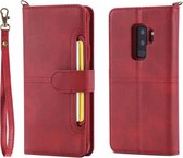 Voor Galaxy S9 + multifunctionele afneembare magnetische horizontale flip lederen tas met kaartsleuven en houder en portemonnee en fotolijst (rood)