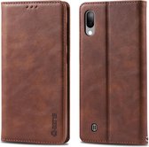 Voor Galaxy A10 / M10 AZNS retro textuur magnetische horizontale flip pu lederen tas met houder & kaartsleuven & fotolijst (bruin)