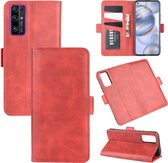 Voor Huawei Honor 30 Dual-side magnetische gesp horizontale flip lederen tas met houder & kaartsleuven & portemonnee (rood)