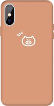 Voor iphone xs / x klein varken patroon kleurrijke frosted tpu telefoon beschermhoes (koraal oranje)
