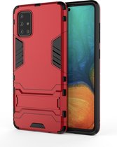 Voor Galaxy A71 schokbestendige pc + TPU beschermhoes met onzichtbare houder (rood)