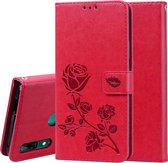 Rose reliÃ«f horizontale Flip PU lederen tas voor Huawei P Smart Z, met houder & kaartsleuven & portemonnee (rood)