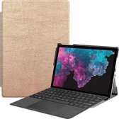 Custer Texture Horizontale Flip PU lederen tas voor Microsoft Surface Pro 4/5/6 12,3 inch, met houder en pen-sleuf (rose goud)