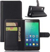 Litchi Texture horizontale flip lederen tas voor Lenovo A6010 & A6000 Plus, met portemonnee en houder en kaartsleuven (zwart)