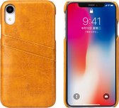 Fierre Shann Retro Oil Wax Texture PU lederen tas voor iPhone XR, met kaartsleuven (geel)